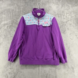 Simply Southern Sweater Womens Large Purple Quarter Zip Sailboats Whales - Picture 1 of 15
