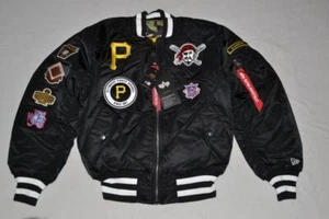 AUTÉNTICO ALPHA INDUSTRIES NUEVA ERA PITTSBURGH PIRATAS MA-1 BOMBARDERO AJCKET NUEVO - Imagen 1 de 6