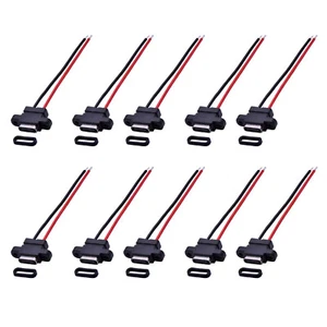 10pcs Type-C 2Pin Welding Wire Female Waterproof Female Rubber Charging Socket - Afbeelding 1 van 7