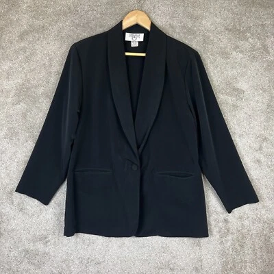 Jaqueta Cervelle Vintage Feminina Média Preta Manga Longa Botão Poliéster- 6537 - Imagem 1 de 4