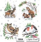 (1904) TWO Individual Paper LUNCHEON Decoupage Napkins - CHRISTMAS WILD ANIMALS