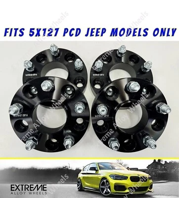 Espaciadores de perno negros de 30 mm para Jeep Wrangler JK Commander Cherokee 5x127 Pcd x4 - Imagen 1 de 3