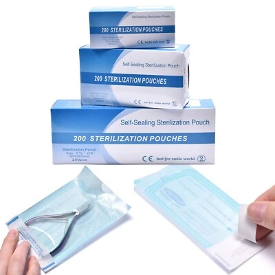 Bolsas de esterilización desechables de 200 piezas autosellantes para herramientas de limpieza de uñas Foto 1 de 4