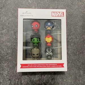 Hallmark Disney Marvel Super Heroes Miniature Mini Christmas Ornaments Set of 6 - Picture 1 of 4
