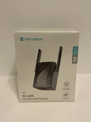 NEW Rock Space AC1200 Dual Band WiFi Signal Repeater Works With Any WiFi Router - Image 1 of 4