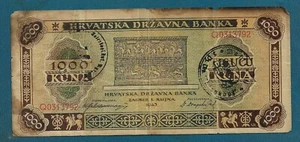 1000 Kuna 1943. Hrvatska Kroatien Kroatien Banknoten NDH WW2 Kriegsmarke - Bild 1 von 2