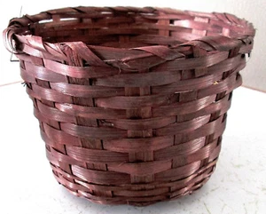 BROWN WOVEN WICKER FLOWER BASKET 4 x 5 - Picture 1 of 2