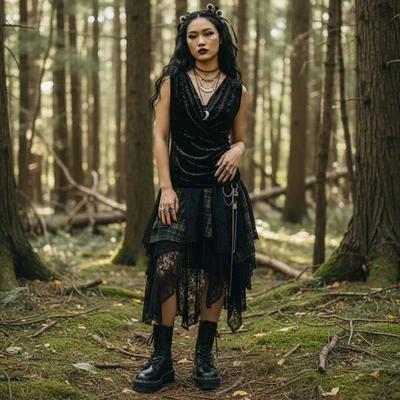 Top para mujer Express Whimsigoth sin mangas negro terciopelo aplastado capucha cuello talla S Foto 1 de 3