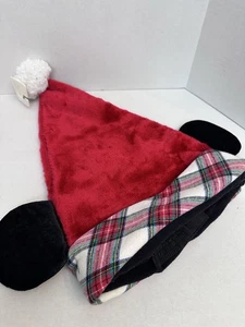 Cappello Babbo Natale a quadri Topolino con orecchie parchi Disney NUOVO berretto natalizio adulto - Foto 1 di 4