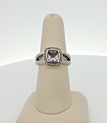 Anillo David Yurman Plata 925 7mm Hampton Albion Amatista Diamante - $725 Minorista Foto 1 de 4