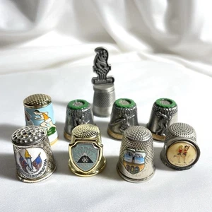 Collectable Pewter Enameled Thimbles OLYMPICS Lot of 9 - Picture 1 of 8