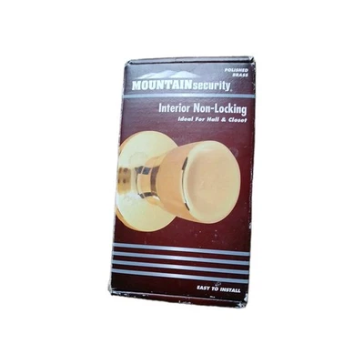 Maçaneta de porta de latão polido interior sem trava segurança de montanha nova na caixa - Imagem 1 de 4