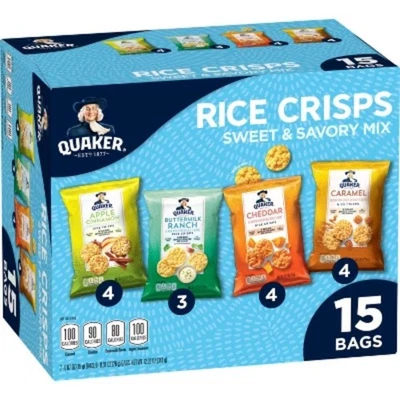 Patatas fritas de arroz Quaker Sweet & Savory Mix sin gluten paquete de variedad - 0,67 oz/15 quilates Foto 1 de 4