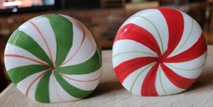 Ceramic Porcelain Peppermint Twist Decorative Christmas Salt & Pepper Shakers - Picture 1 of 4