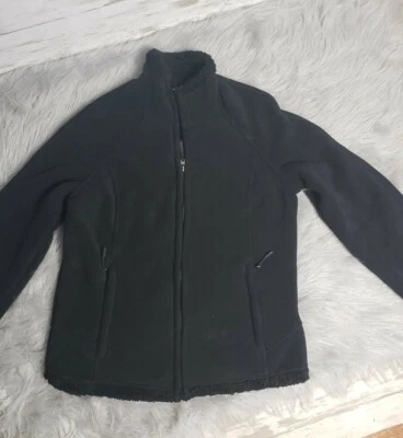 Chaqueta para mujer Green Tea negra felpa polar pesado cremallera frontal cómoda talla pequeña Foto 1 de 4