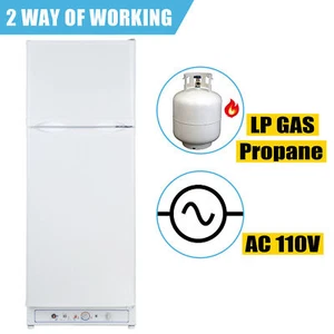 SMAD 10 Cu Ft AC Propane Gas Refrigerator Top Freezer 2Way Fridge Cabin Off-Grid - Picture 1 of 9