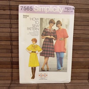 Vintage 1970s Dress Tunic 12 14 Simplicity 7565 Sewing Pattern With Transfer - Picture 1 of 7