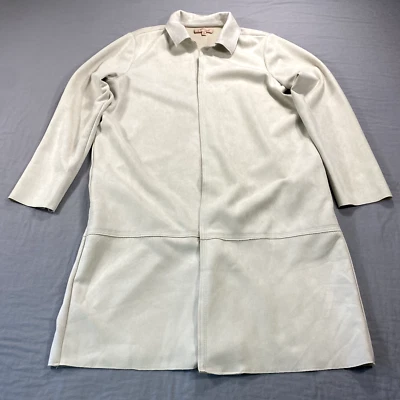 Abrigo abierto Philosophy para mujer XL crema imitación cuero frente abierto parka plumero Foto 1 de 4