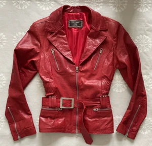 Vintage EMPORIO PELLI Leder Biker Moto Jacke mit Gürtel Größe M? Italien - Bild 1 von 13