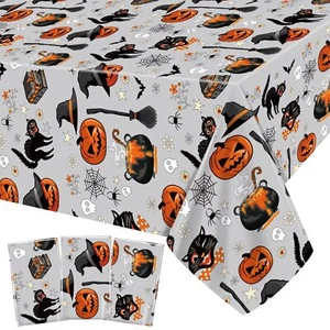 Halloween Tablecloth 3pcs Pumpkin Spider Web Bats Patterns Decor Halloween Table - Picture 1 of 6