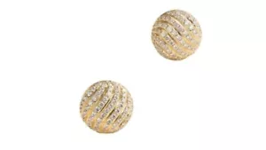 Dior Womens 18K Gold-Polish Rhinestones Pave Petite Pair Dome Earrings - Picture 1 of 6