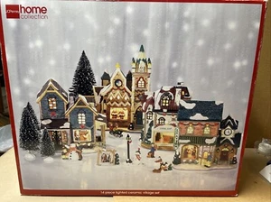 JCPenney Home Collection 14 Piece Lighted Ceramic Village Set New In Box - Y68 - Picture 1 of 6