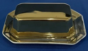 Vintage Holly Hill Farms 24k vergoldet Butterdose bedeckt Schale 1/4 Pfund stick - Bild 1 von 9