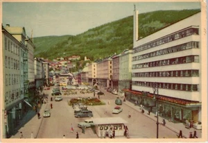 Tovalmenningen the Main Street in Bergen, Norway Postcard c1955 - Picture 1 of 2