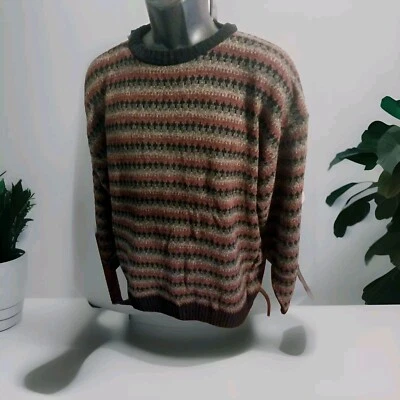 JANTZEN SWEATER MEN'S SIZE L GEOMETRIC CHENILLE TWEEDS WASHABLE ACRYLIC KNIT - Image 1 of 4