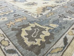 Oushak Modern Area Teppich Handgeknüpfte Wolle Türkischer Teppich Beige Farbe Wollteppich