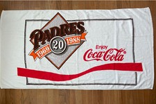 Vintage 1988 San Diego Padres Coca-Cola 20 Year MLB Baseball Beach Towel 80s
