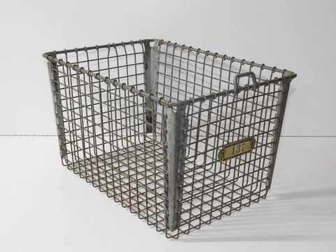 Vtg Lyon Metal Number 137 Industrial Modern Gym Locker Storage Wire Basket Bin Cover