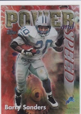BARRY SANDERS 1998 Topps POWER & SPEED Insert Football Card DETROIT LIONS HOFer! - Image 1 of 2