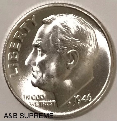 1946 S Roosevelt Dime Gem Bu Uncirculated 90% Silver Cover