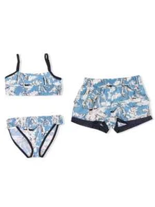MONCLER ANNI Floral Print Bikini Swim Set Blue 3pcs 10 / 140cm H19542C00003 $450 - Picture 1 of 9