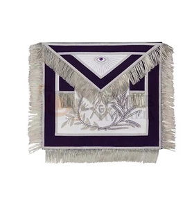Masonic MASTER MASON Gold/Silver Embroided Apron square compass with G Purple - Picture 1 of 7