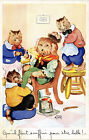 Pc Cats, Artist Signed, Ander, Anthropomorphic Barber, Vintage Postcard (B46932)