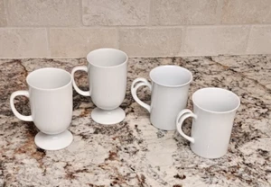 Lot of 4 White Porcelain Coffee Mugs - Modern Design - Picture 1 of 10