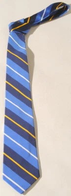 Polo Ralph Lauren Silk Hand Made Italy Blue White Yellow Striped Tie NWT's  A3F - Image 1 of 3