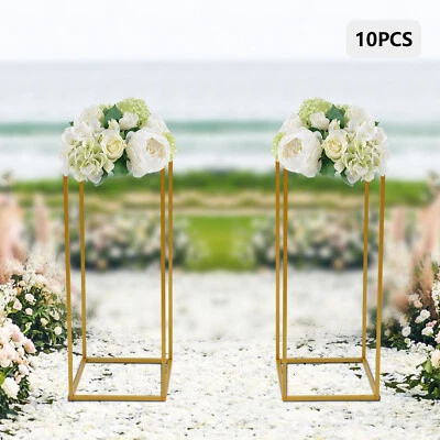 10Pcs Tall Gold Metal Flower Stand Wedding Table Centerpieces Decor Vase Colum - Image 1 of 4