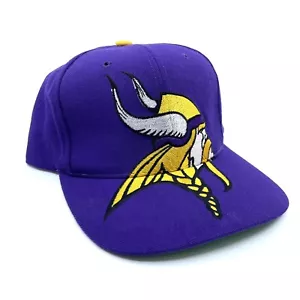 De colección años 90 - Minnesota Vikings Logotipo Cara Grande Lana Sombrero Snapback • Prístino • RARO - Imagen 1 de 9