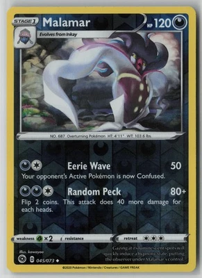 Malamar 045/073 Pokemon Champion's Path Reverse Holo Card Near Mint (NM) 1 - Image 1 of 2