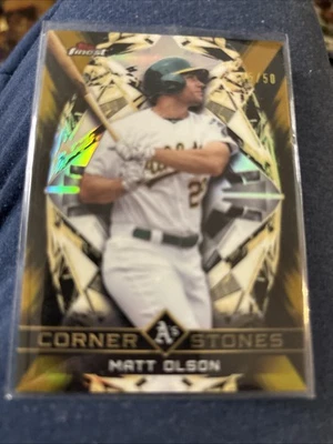 2018 Topps Finest Finest Cornerstones Gold Refractor /50 Matt Olson #FC-MO - Image 1 of 3