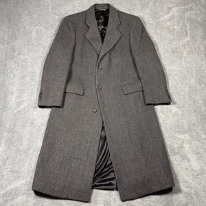 Christian Dior Monsieur Sport Overcoat Wool Herringbone Black Gray Men 46L VTG - Picture 1 of 16