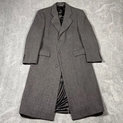 Christian Dior Monsieur Sport Overcoat Wool Herringbone Black Gray Men 46L VTG - Image 1 of 4