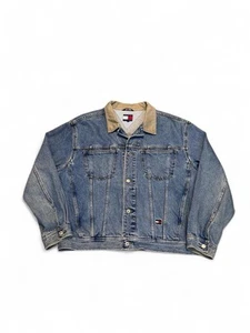 Vintage 90s Tommy Hilfiger Tommy jeans denim Jean trucker jacket XL mens - Picture 1 of 7