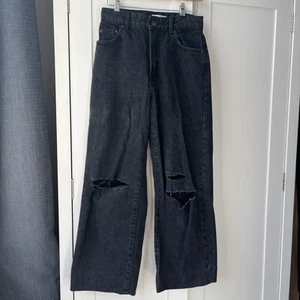 Bershka Women's Black Wide-Leg Jeans Waist 28” in inside leg 27 in (extendable) - Picture 1 of 23