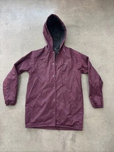 Obey maroon windbreaker hooded snap front men's S - Picture 1 of 13