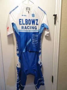 NEW ELBOWZ Racing Cycling Team Race Suit Jersey Bibs Gravel HYPERTHREADS Medium - Picture 1 of 18