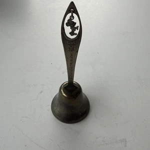 VINTAGE WALT DISNEY WORLD DANGLING MICKEY MOUSE SILVER TONE BELL - Picture 1 of 6